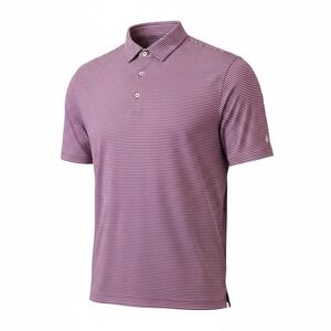 Michel Rouen Performance Polo Shirt Mens XL‎ Blue Pink Striped Golf Stretch Prep